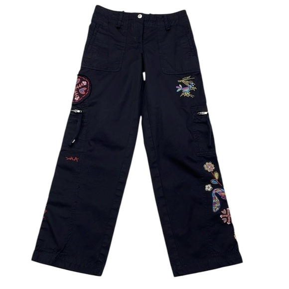 JOHNNY WAS Pants Embroidered Floral Birds Size XS - Picture 2 of 14